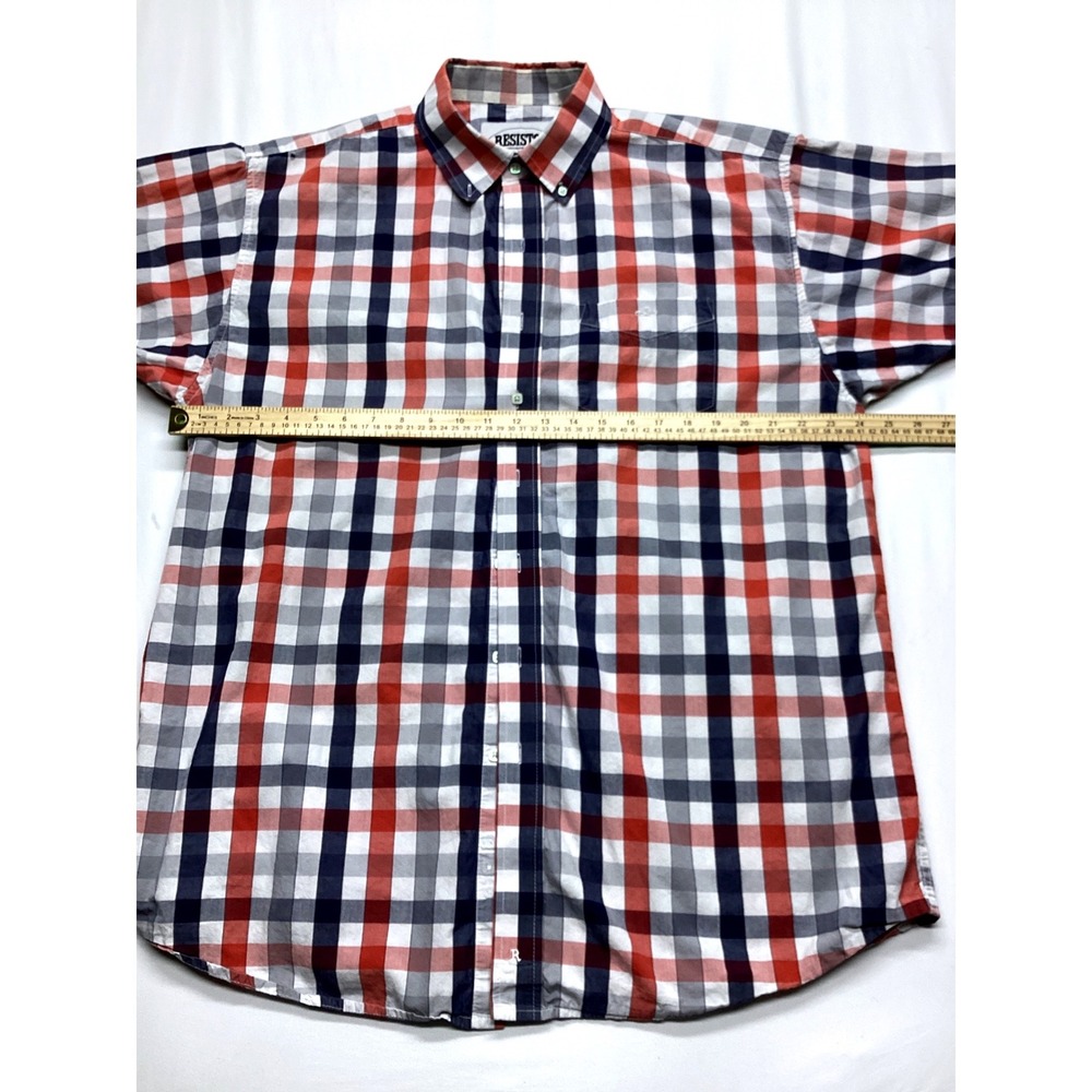 Resistol Ranch Mens XL Red White Blue Plaid Western Short Sleeve Button Shirt - Picture 2 of 7